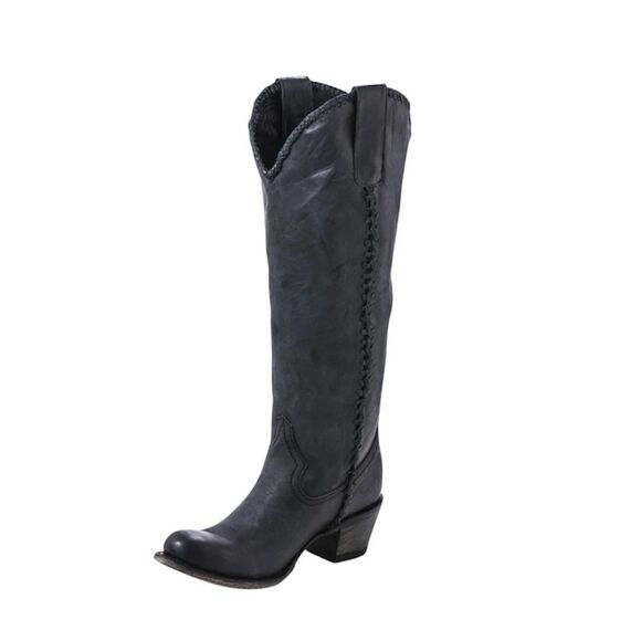 Lane Women's Plain Jane Charcoal Tall Western Boots EUC - Picture 1 of 8